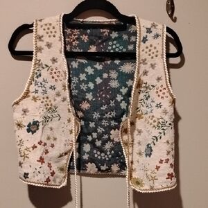 Embroidered Floral Vest with Cream Base